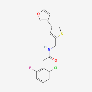 molecular formula C17H13ClFNO2S B2916345 2-(2-chloro-6-fluorophenyl)-N-{[4-(furan-3-yl)thiophen-2-yl]methyl}acetamide CAS No. 2379993-91-4