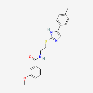 molecular formula C20H21N3O2S B2916348 3-甲氧基-N-(2-((5-(对甲苯基)-1H-咪唑-2-基)硫代)乙基)苯甲酰胺 CAS No. 897454-67-0