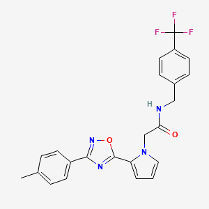 molecular formula C23H19F3N4O2 B2916353 2-{2-[3-(4-甲基苯基)-1,2,4-恶二唑-5-基]-1H-吡咯-1-基}-N-[4-(三氟甲基)苄基]乙酰胺 CAS No. 1260949-86-7