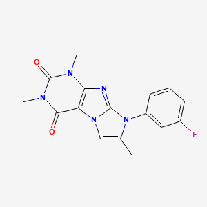 molecular formula C16H14FN5O2 B2916356 8-(3-fluorophenyl)-1,3,7-trimethyl-1H,2H,3H,4H,8H-imidazo[1,2-g]purine-2,4-dione CAS No. 893366-86-4