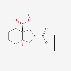 molecular formula C14H22FNO4 B2916373 (3As,7aR)-7a-氟-2-[(2-甲基丙烷-2-基)氧羰基]-1,3,4,5,6,7-六氢异吲哚-3a-羧酸 CAS No. 2580113-60-4