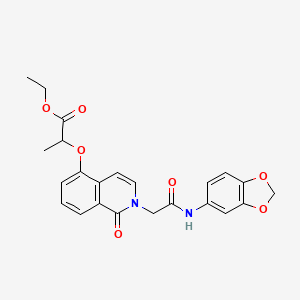 molecular formula C23H22N2O7 B2916374 Ethyl 2-[2-[2-(1,3-benzodioxol-5-ylamino)-2-oxoethyl]-1-oxoisoquinolin-5-yl]oxypropanoate CAS No. 868224-63-9