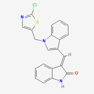 molecular formula C21H14ClN3OS B2916381 (3E)-3-[[1-[(2-氯-1,3-噻唑-5-基)甲基]吲哚-3-基]亚甲基]-1H-吲哚-2-酮 CAS No. 866131-60-4