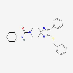 molecular formula C27H32N4OS B2916383 2-(benzylthio)-N-cyclohexyl-3-phenyl-1,4,8-triazaspiro[4.5]deca-1,3-diene-8-carboxamide CAS No. 894887-87-7