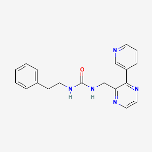 molecular formula C19H19N5O B2916384 1-苯乙基-3-((3-(吡啶-3-基)吡嗪-2-基)甲基)脲 CAS No. 2034536-84-8