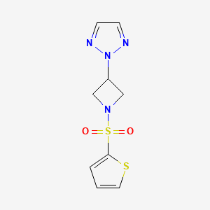 molecular formula C9H10N4O2S2 B2916386 2-(1-(噻吩-2-基磺酰基)氮杂环丁-3-基)-2H-1,2,3-三唑 CAS No. 2177365-52-3