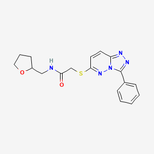 molecular formula C18H19N5O2S B2916392 2-((3-苯基-[1,2,4]三唑并[4,3-b]哒嗪-6-基)硫代)-N-((四氢呋喃-2-基)甲基)乙酰胺 CAS No. 852372-72-6