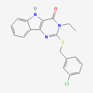 molecular formula C19H16ClN3OS B2916395 2-((3-氯苄基)硫代)-3-乙基-3H-嘧啶并[5,4-b]吲哚-4(5H)-酮 CAS No. 888433-95-2
