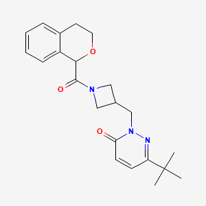 molecular formula C22H27N3O3 B2916403 6-tert-butyl-2-{[1-(3,4-dihydro-1H-2-benzopyran-1-carbonyl)azetidin-3-yl]methyl}-2,3-dihydropyridazin-3-one CAS No. 2198360-77-7