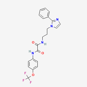 molecular formula C21H19F3N4O3 B2916419 N1-(3-(2-phenyl-1H-imidazol-1-yl)propyl)-N2-(4-(trifluoromethoxy)phenyl)oxalamide CAS No. 1421517-57-8
