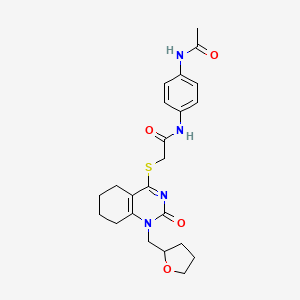 molecular formula C23H28N4O4S B2916422 N-(4-acetamidophenyl)-2-((2-oxo-1-((tetrahydrofuran-2-yl)methyl)-1,2,5,6,7,8-hexahydroquinazolin-4-yl)thio)acetamide CAS No. 899756-48-0