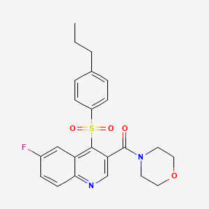 molecular formula C23H23FN2O4S B2916423 (6-Fluoro-4-((4-propylphenyl)sulfonyl)quinolin-3-yl)(morpholino)methanone CAS No. 1111032-08-6