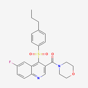 molecular formula C23H23FN2O4S B2916423 (6-氟-4-((4-丙基苯基)磺酰基)喹啉-3-基)(吗啉代)甲苯酮 CAS No. 1111032-08-6