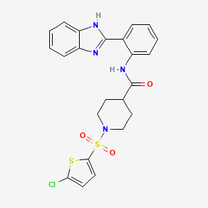 molecular formula C23H21ClN4O3S2 B2916425 N-(2-(1H-benzo[d]imidazol-2-yl)phenyl)-1-((5-chlorothiophen-2-yl)sulfonyl)piperidine-4-carboxamide CAS No. 922699-52-3