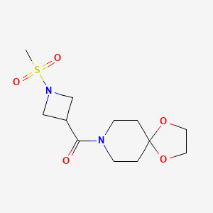 molecular formula C12H20N2O5S B2916427 (1-(Methylsulfonyl)azetidin-3-yl)(1,4-dioxa-8-azaspiro[4.5]decan-8-yl)methanone CAS No. 1428351-36-3