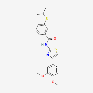 molecular formula C21H22N2O3S2 B2916437 N-(4-(3,4-dimethoxyphenyl)thiazol-2-yl)-3-(isopropylthio)benzamide CAS No. 919760-89-7