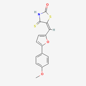 molecular formula C15H11NO3S2 B2916445 (E)-5-((5-(4-甲氧基苯基)呋喃-2-基)亚甲基)-4-硫代噻唑烷-2-酮 CAS No. 463351-38-4