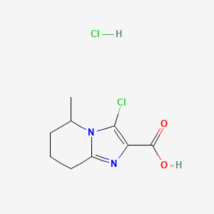 molecular formula C9H12Cl2N2O2 B2916450 3-Chloro-5-methyl-5,6,7,8-tetrahydroimidazo[1,2-a]pyridine-2-carboxylic acid hydrochloride CAS No. 2126162-61-4