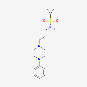 molecular formula C16H25N3O2S B2916461 N-(3-(4-苯基哌嗪-1-基)丙基)环丙烷磺酰胺 CAS No. 1209991-42-3