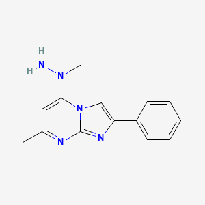 molecular formula C14H15N5 B2916470 7-甲基-5-(1-甲基肼基)-2-苯基咪唑并[1,2-a]嘧啶 CAS No. 439096-66-9