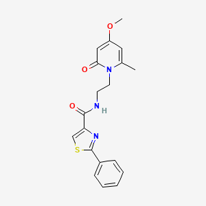molecular formula C19H19N3O3S B2916474 N-(2-(4-methoxy-6-methyl-2-oxopyridin-1(2H)-yl)ethyl)-2-phenylthiazole-4-carboxamide CAS No. 1903488-07-2
