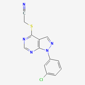 molecular formula C13H8ClN5S B2916478 2-[1-(3-Chlorophenyl)pyrazolo[3,4-d]pyrimidin-4-yl]sulfanylacetonitrile CAS No. 893922-08-2