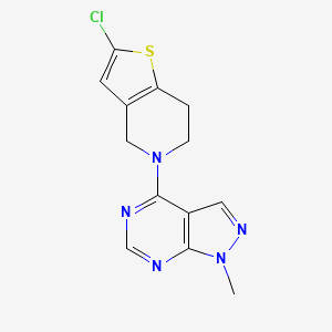 molecular formula C13H12ClN5S B2916481 2-Chloro-5-(1-methylpyrazolo[3,4-d]pyrimidin-4-yl)-6,7-dihydro-4H-thieno[3,2-c]pyridine CAS No. 2380171-10-6
