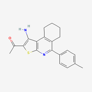 molecular formula C20H20N2OS B2916487 1-[1-Amino-5-(4-methylphenyl)-6,7,8,9-tetrahydrothieno[2,3-c]isoquinolin-2-yl]ethanone CAS No. 607696-42-4