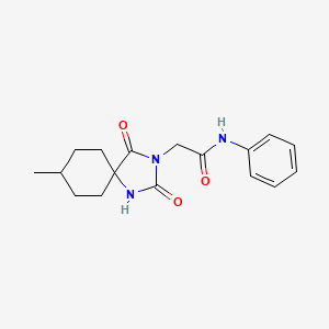 molecular formula C17H21N3O3 B2916513 2-(8-甲基-2,4-二氧代-1,3-二氮杂螺[4.5]癸-3-基)-N-苯基乙酰胺 CAS No. 556016-46-7