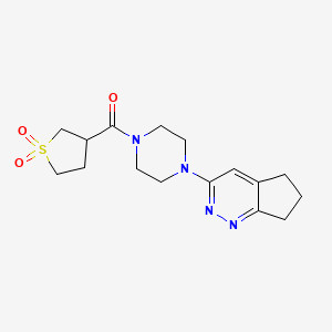 molecular formula C16H22N4O3S B2916516 (4-(6,7-dihydro-5H-cyclopenta[c]pyridazin-3-yl)piperazin-1-yl)(1,1-dioxidotetrahydrothiophen-3-yl)methanone CAS No. 2034298-23-0