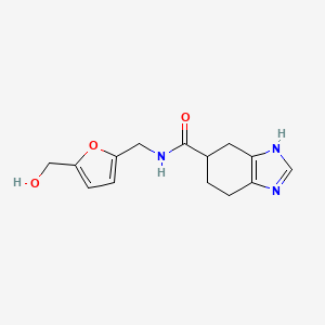 molecular formula C14H17N3O3 B2916517 N-((5-(hydroxymethyl)furan-2-yl)methyl)-4,5,6,7-tetrahydro-1H-benzo[d]imidazole-5-carboxamide CAS No. 2034584-24-0