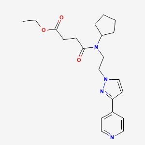 molecular formula C21H28N4O3 B2916518 ethyl 4-(cyclopentyl(2-(3-(pyridin-4-yl)-1H-pyrazol-1-yl)ethyl)amino)-4-oxobutanoate CAS No. 2034607-84-4