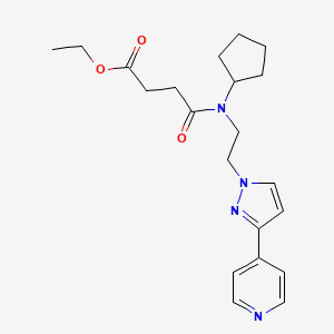 molecular formula C21H28N4O3 B2916518 乙基 4-(环戊基(2-(3-(吡啶-4-基)-1H-吡唑-1-基)乙基)氨基)-4-氧代丁酸酯 CAS No. 2034607-84-4