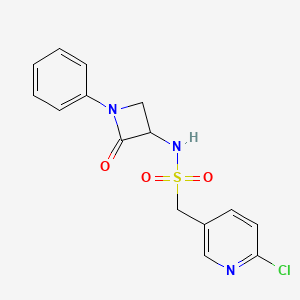molecular formula C15H14ClN3O3S B2916519 1-(6-chloropyridin-3-yl)-N-(2-oxo-1-phenylazetidin-3-yl)methanesulfonamide CAS No. 1796916-89-6