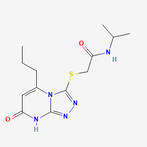 molecular formula C13H19N5O2S B2916520 N-异丙基-2-((7-氧代-5-丙基-7,8-二氢-[1,2,4]三唑并[4,3-a]嘧啶-3-基)硫代)乙酰胺 CAS No. 891125-63-6