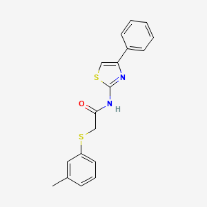 molecular formula C18H16N2OS2 B2916521 2-[(3-甲基苯基)硫烷基]-N-(4-苯基-1,3-噻唑-2-基)乙酰胺 CAS No. 338957-85-0