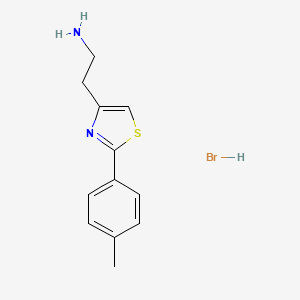 molecular formula C12H15BrN2S B2916533 2-[2-(4-Methylphenyl)-1,3-thiazol-4-yl]-1-ethanamine-hydrabromide CAS No. 1052545-41-1