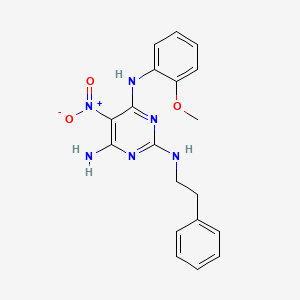 molecular formula C19H20N6O3 B2916537 N~4~-(2-methoxyphenyl)-5-nitro-N~2~-(2-phenylethyl)pyrimidine-2,4,6-triamine CAS No. 674818-53-2