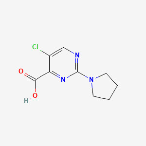 molecular formula C9H10ClN3O2 B2916540 5-Chloro-2-(pyrrolidin-1-yl)pyrimidine-4-carboxylic acid CAS No. 327064-06-2
