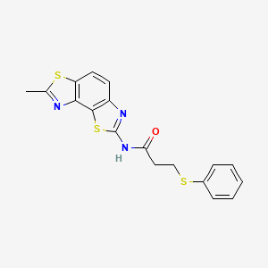 molecular formula C18H15N3OS3 B2916543 N-(7-甲基-[1,3]噻唑并[5,4-e][1,3]苯并噻唑-2-基)-3-苯硫基丙酰胺 CAS No. 361482-16-8