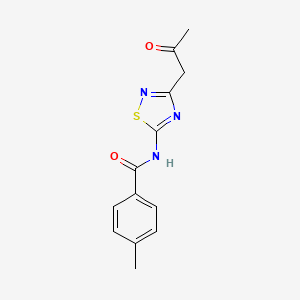 molecular formula C13H13N3O2S B2916546 4-甲基-N-[3-(2-氧代丙基)-1,2,4-噻二唑-5-基]苯甲酰胺 CAS No. 120765-20-0