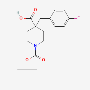 molecular formula C18H24FNO4 B2916549 1-(tert-Butoxycarbonyl)-4-(4-fluorobenzyl)piperidine-4-carboxylic acid CAS No. 906329-50-8