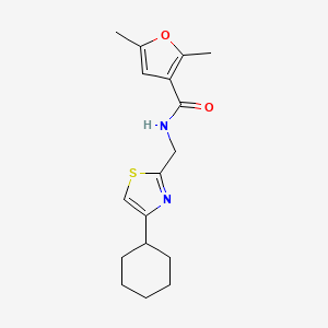 molecular formula C17H22N2O2S B2916552 N-((4-cyclohexylthiazol-2-yl)methyl)-2,5-dimethylfuran-3-carboxamide CAS No. 2034239-84-2