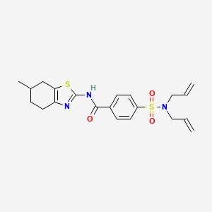 molecular formula C21H25N3O3S2 B2916555 4-(N,N-二烯丙基氨磺酰基)-N-(6-甲基-4,5,6,7-四氢苯并[d]噻唑-2-基)苯甲酰胺 CAS No. 361481-65-4