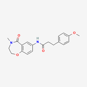 molecular formula C20H22N2O4 B2916556 3-(4-methoxyphenyl)-N-(4-methyl-5-oxo-2,3,4,5-tetrahydrobenzo[f][1,4]oxazepin-7-yl)propanamide CAS No. 922054-00-0