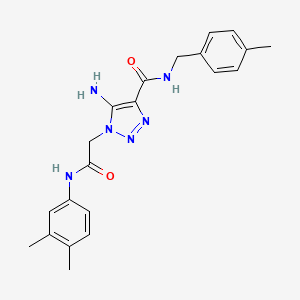 molecular formula C21H24N6O2 B2916558 5-氨基-1-[2-(3,4-二甲苯胺基)-2-氧代乙基]-N-[(4-甲苯基)甲基]三唑-4-甲酰胺 CAS No. 866345-78-0