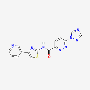 molecular formula C15H10N8OS B2916561 N-(4-(吡啶-3-基)噻唑-2-基)-6-(1H-1,2,4-三唑-1-基)哒嗪-3-甲酰胺 CAS No. 1448123-02-1