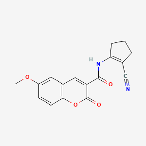 molecular formula C17H14N2O4 B2916608 N-(2-氰基环戊-1-烯-1-基)-6-甲氧基-2-氧代-2H-色烯-3-甲酰胺 CAS No. 322414-10-8