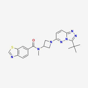 molecular formula C21H23N7OS B2916610 N-(1-(3-(叔丁基)-[1,2,4]三唑并[4,3-b]哒嗪-6-基)氮杂环丁-3-基)-N-甲基苯并[d]噻唑-6-甲酰胺 CAS No. 2319639-56-8