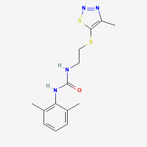 molecular formula C14H18N4OS2 B2916615 N-(2,6-二甲苯基)-N'-{2-[(4-甲基-1,2,3-噻二唑-5-基)硫代]乙基}脲 CAS No. 478077-56-4